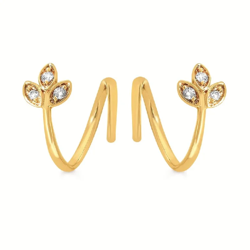 Ladies wedding earrings-14K Yellow Gold 0.06ctw Diamond Twist Stud Earrings