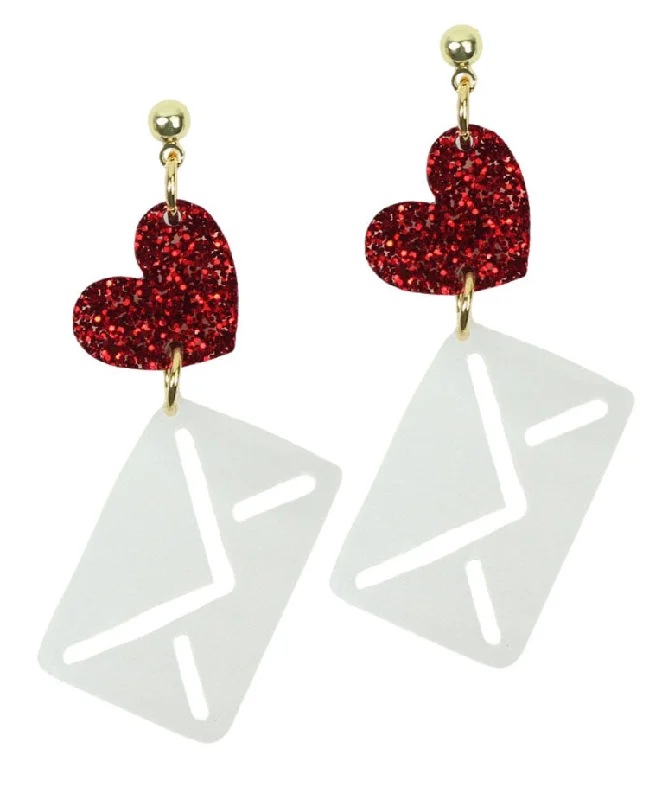 Ladies square earrings-Love Letter Earring