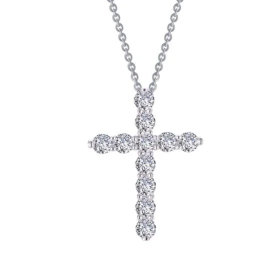 Ladies personalized silver necklaces-1.87 CTW Cross Necklace