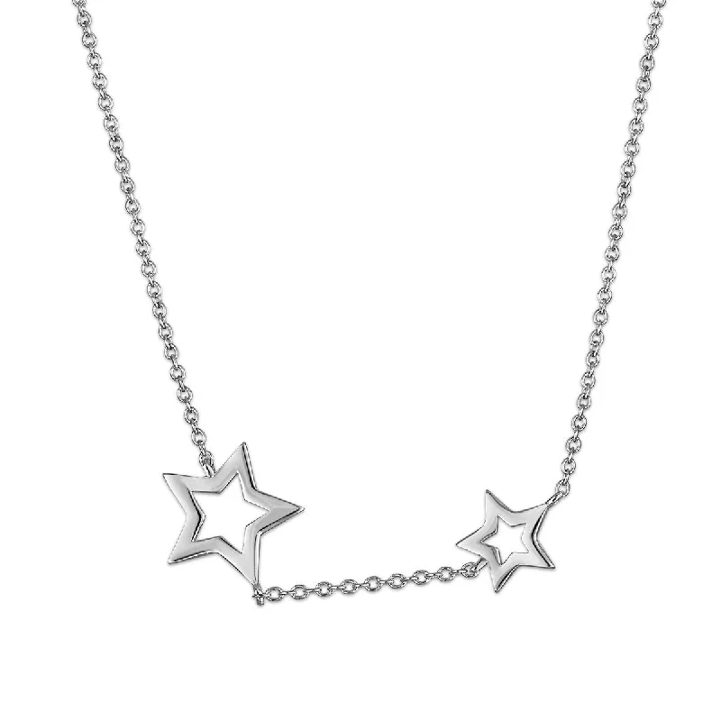 Ladies sapphire necklaces-Sterling Silver 18-inch Star Necklace