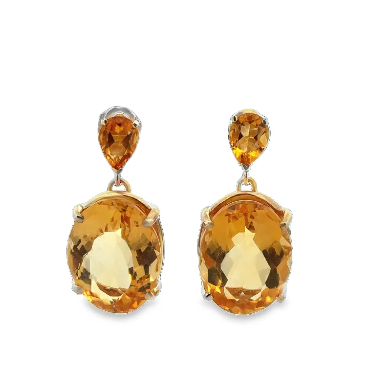 Ladies small hoop earrings-Citrine Earrings in Yellow Gold