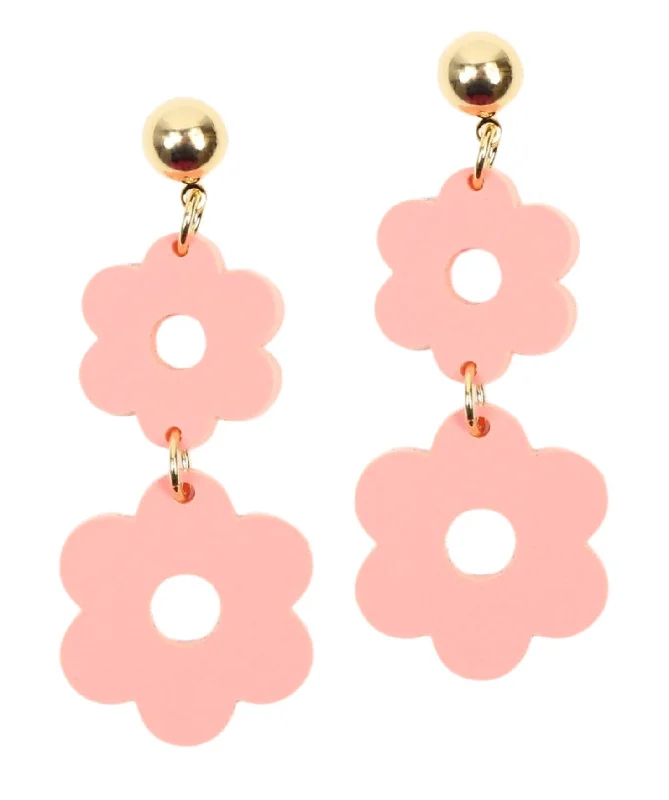 Ladies gemstone drop earrings-Coral Flower Earring