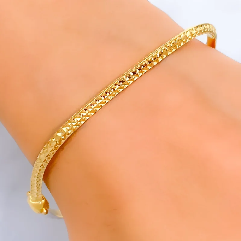 Ladies boho bracelets-Textured Dual Tone 22k Gold Bangle Bracelet