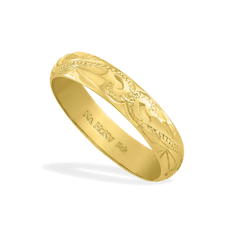 Ladies rings with engraved initials-4mm Hawaiian Heirloom TSC Scroll-Around Ring