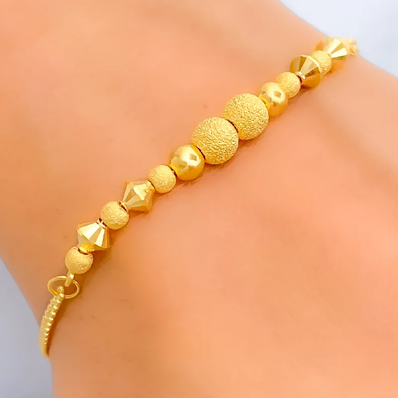 Ladies bangles for wedding-Blooming Multi-Bead 22K Gold Bracelet