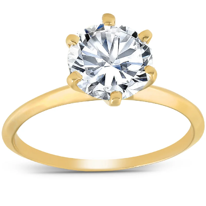 Ladies engagement rings with a custom design-2 Ct Round Solitaire Diamond Engagement Ring 14k Yellow Gold