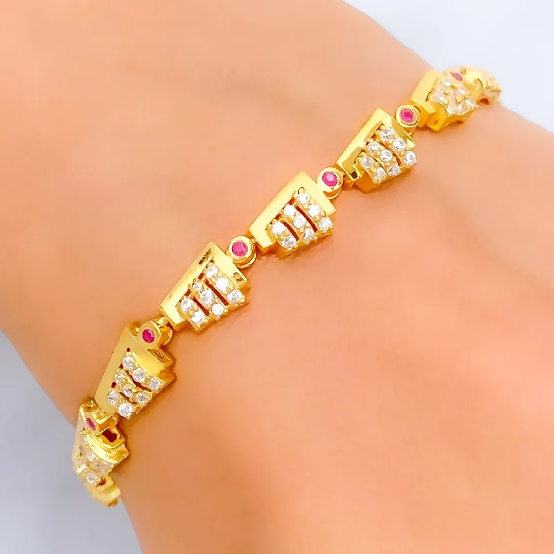 Ladies handmade bracelets-Fashionable Trendy 22k Gold CZ Bracelet