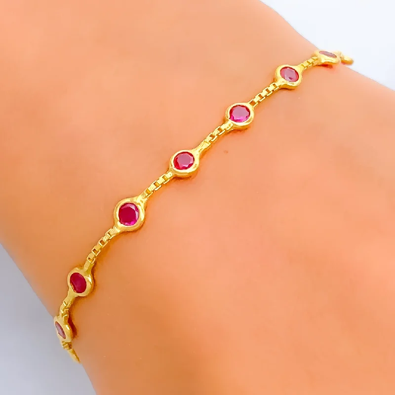 Ladies gold and diamond bracelets-Versatile Glamorous 22k Gold CZ Bracelet