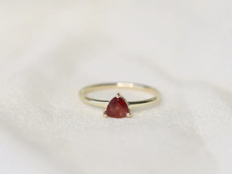 Ladies engagement rings with unique settings-Oregon Sunstone Ring, 5mm Trillion Oregon Sunstone Ring, Sunstone Solitaire Ring, Sunstone Engagement Ring, Oregon Sunstone Jewelry