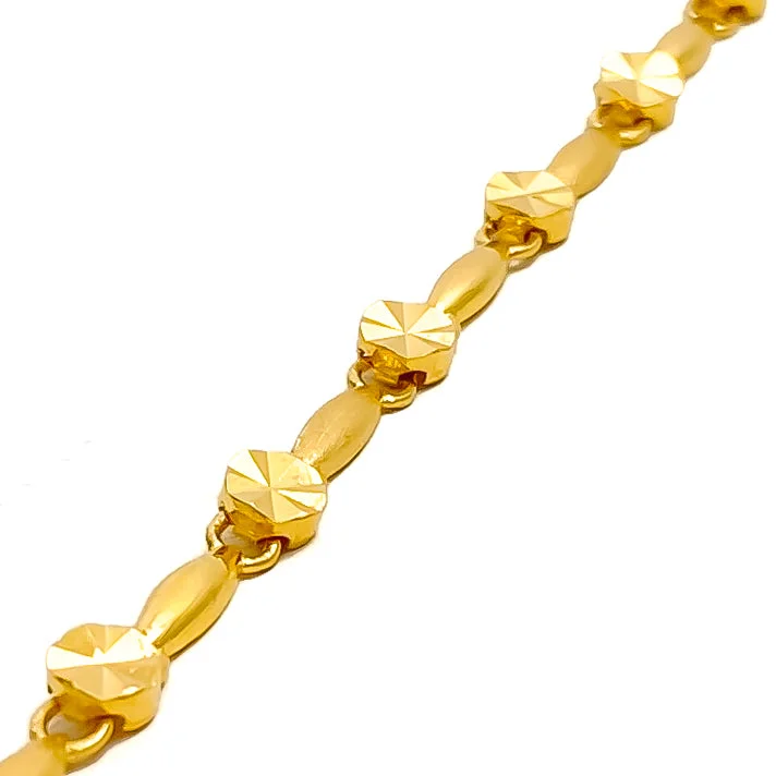 Ladies diamond bracelets-Reflective Alternating 22k Gold Baby Bracelet