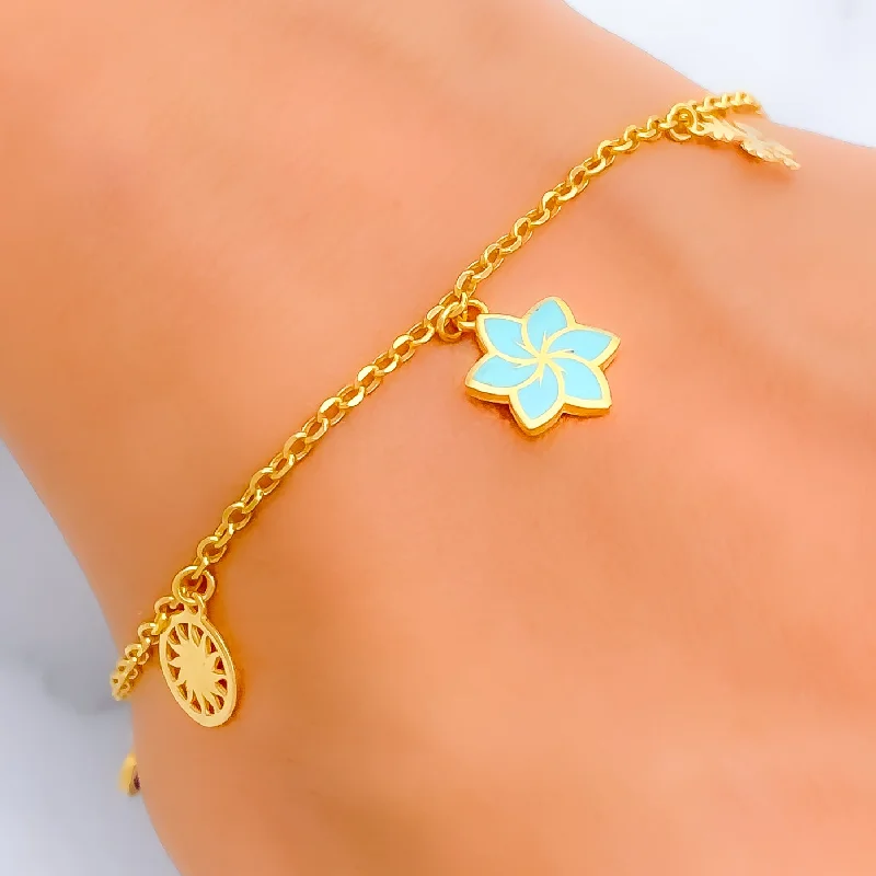 Ladies engraved bangles set-Fancy Butterfly 21k Charm Bracelet