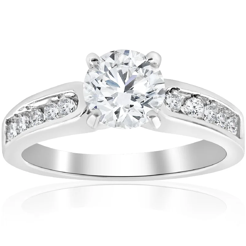 Ladies customized diamond engagement rings-2 ct Diamond Engagement Ring 14K White Gold Channel Set