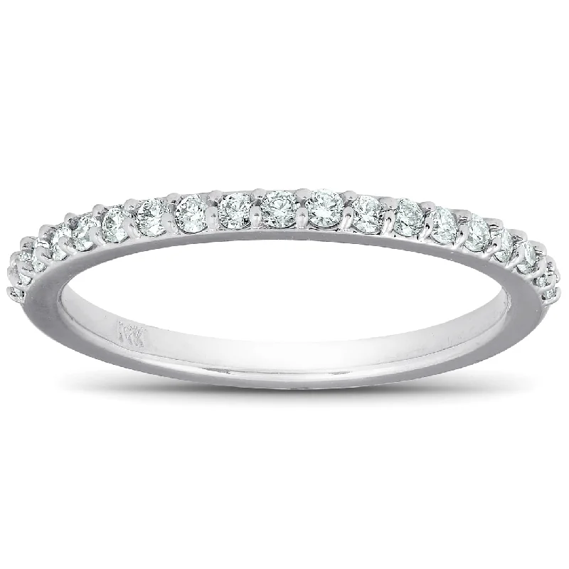 Ladies timeless engagement rings-1/4Ct Diamond Ring Matching Engagement Band 14k White Gold