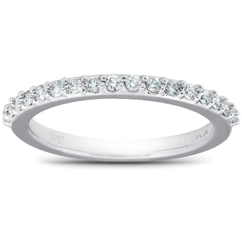 Ladies engagement rings-1/4Ct Diamond Ring Matching Engagement Band 17-Stone 14k White Gold