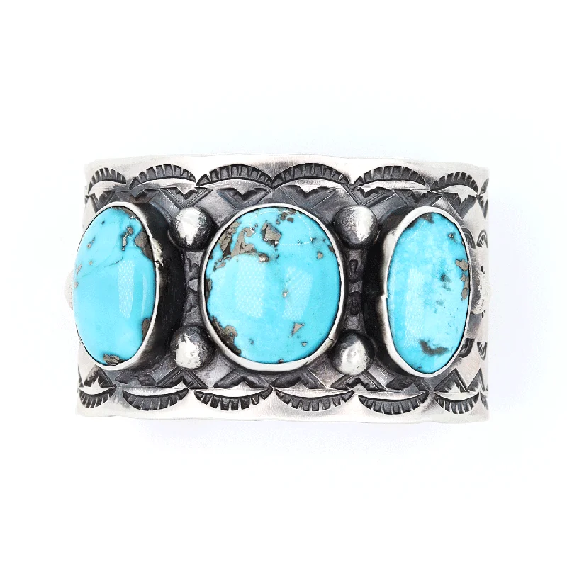 Ladies gold cuff bracelets-Chimney Butte - Morenci Turquoise Cuff Bracelet - B6 CKET-31500