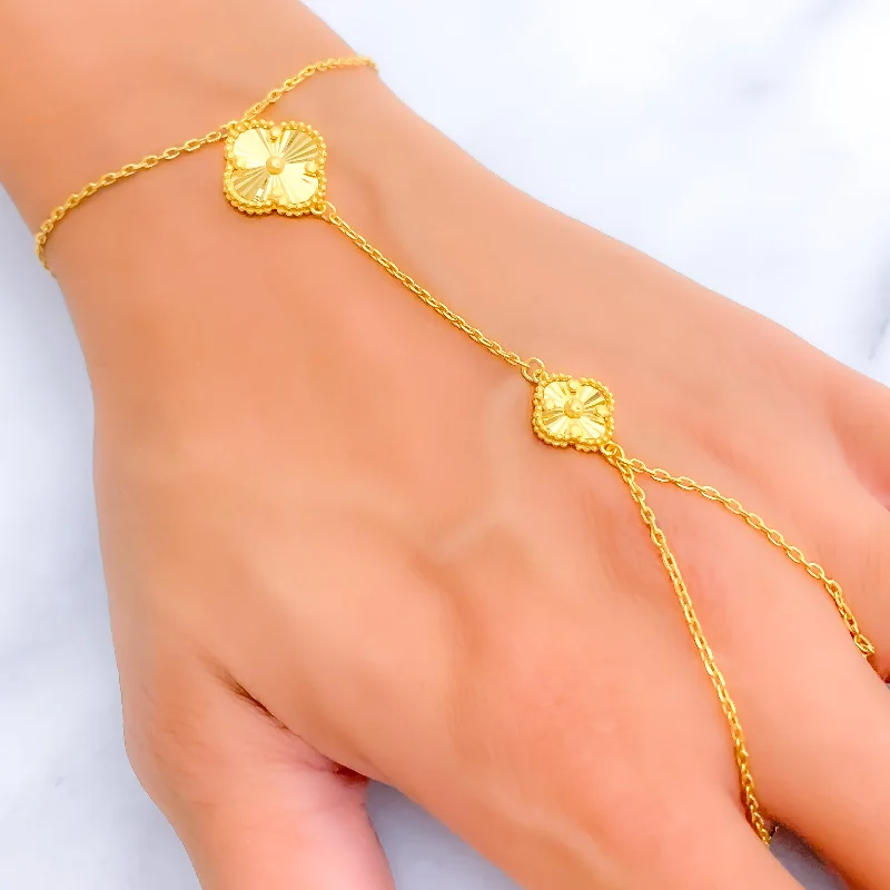 Ladies chain bangles-Signature Heirloom 21k Gold Finger Bracelet