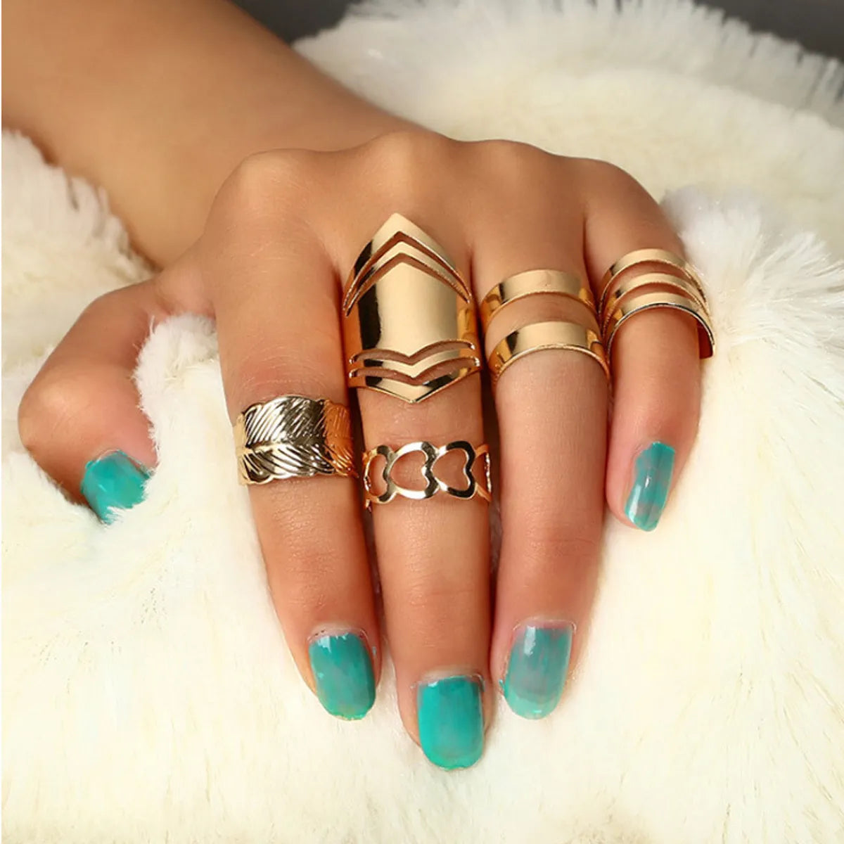 Ladies minimalist gold rings-Simple Style Geometric Alloy Plating Hollow Out Women'S Open Rings