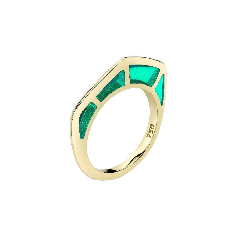 Ladies statement rings-Cobra Ring with Green Enamel