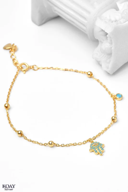 Ladies bohemian bracelets-Turquoise Hand Bracelet GP