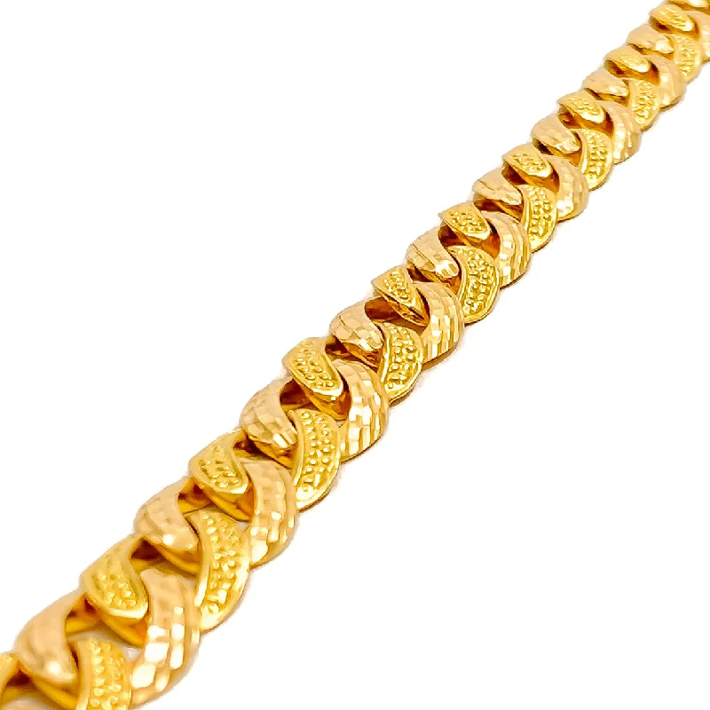 Ladies cuff bracelets with gemstones-Charming Palatial 22K Gold Men's Bracelet