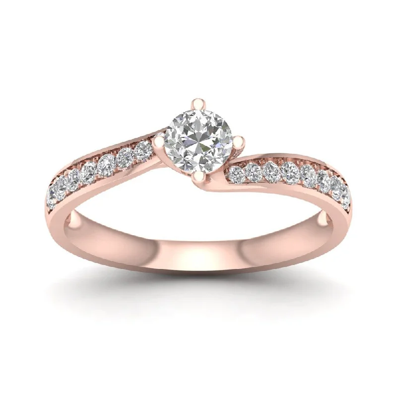 Ladies vintage diamond engagement rings-De Couer 1/2ct TDW Diamond Bypass Engagement Ring - Pink