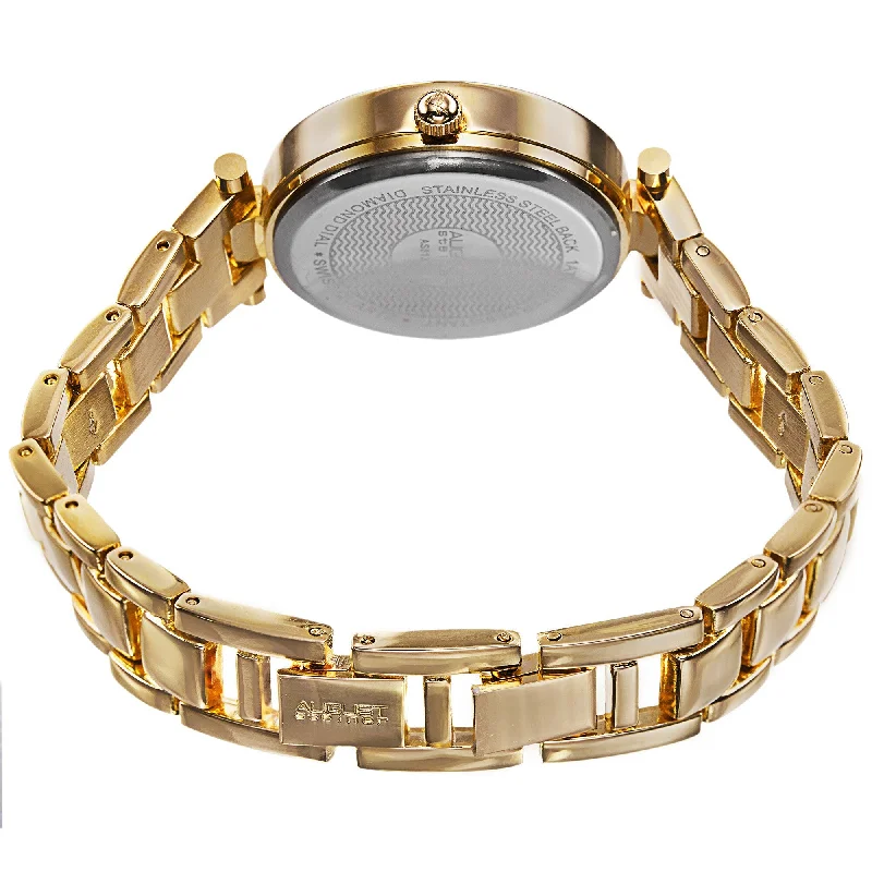 Ladies polished bangles-August Steiner Women's Swiss Quartz Diamond Markers Gold-Tone Bracelet Watch