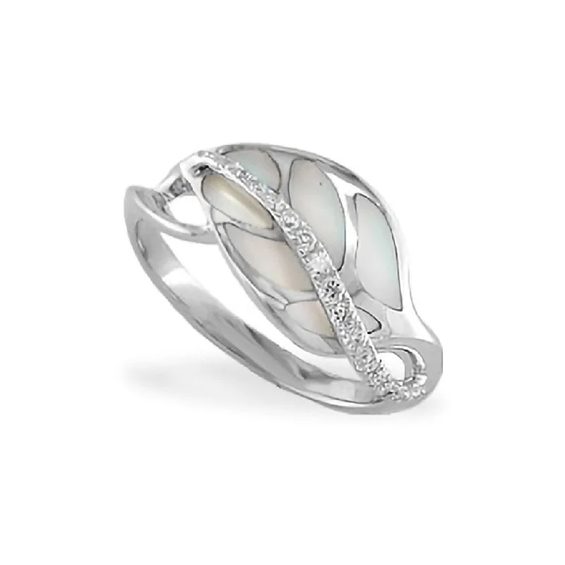 Ladies gemstone cocktail rings-Maile Leaf Ring