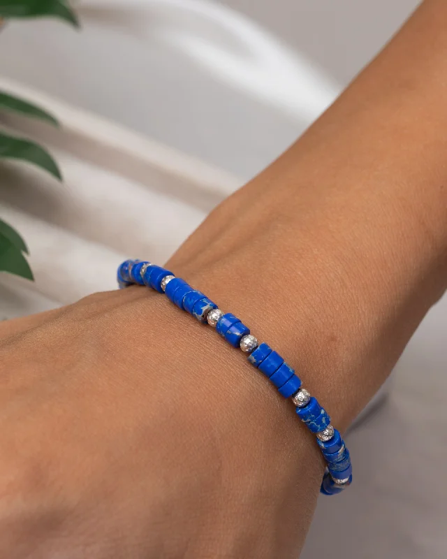 Ladies gold and diamond bracelets-Jasper Blue Bracelet