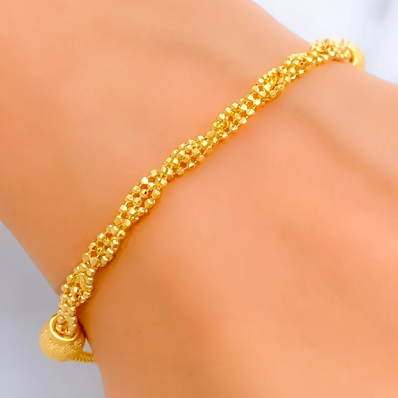 Ladies delicate bangles-Lovely Intertwined 22K Gold Bracelet