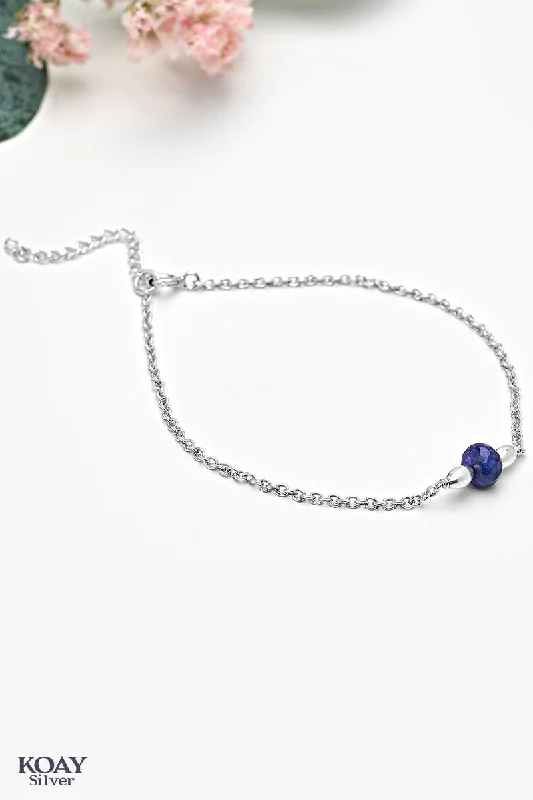 Ladies infinity bangles-Navy Stone Bracelet