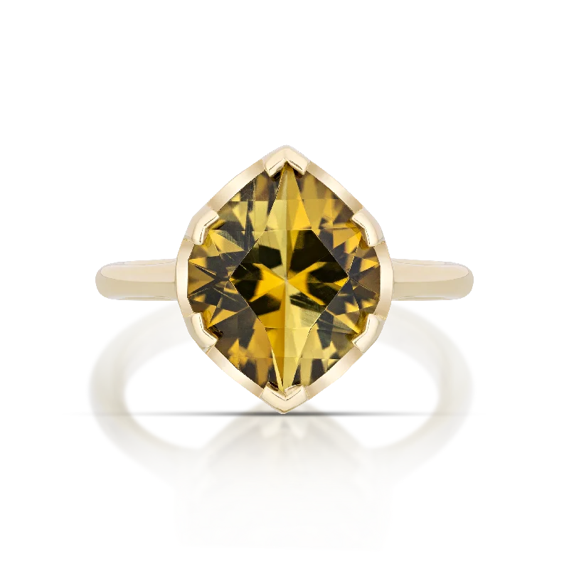 Ladies vintage gold rings-One Of a Kind Yellow Tourmaline