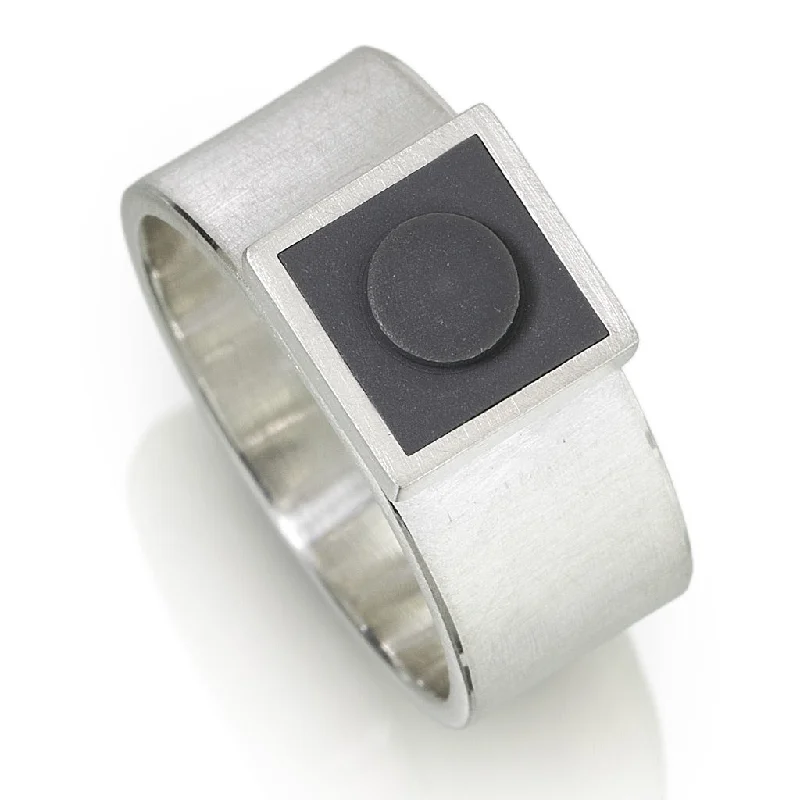 Ladies high-end rings-Wide Brick Band