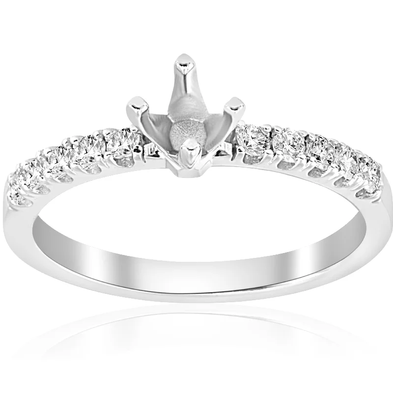 Ladies customized diamond engagement rings-1/4ct Diamond Engagement Ring Setting 14k White Gold Mount