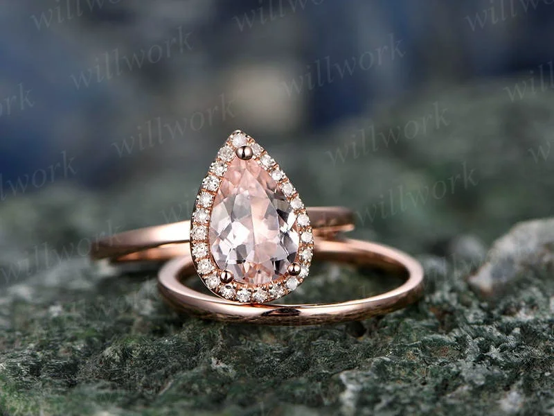 Ladies cushion cut engagement rings-Morganite engagement ring