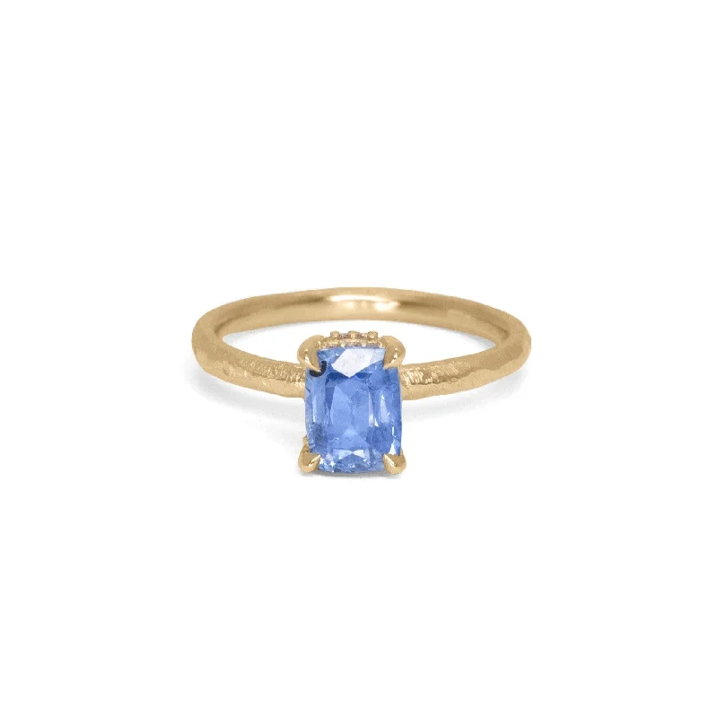 Ladies engagement rings for women-18K Hoyt Engagement Ring with 1.24ct Blue Sapphire and Hidden Diamond Halo