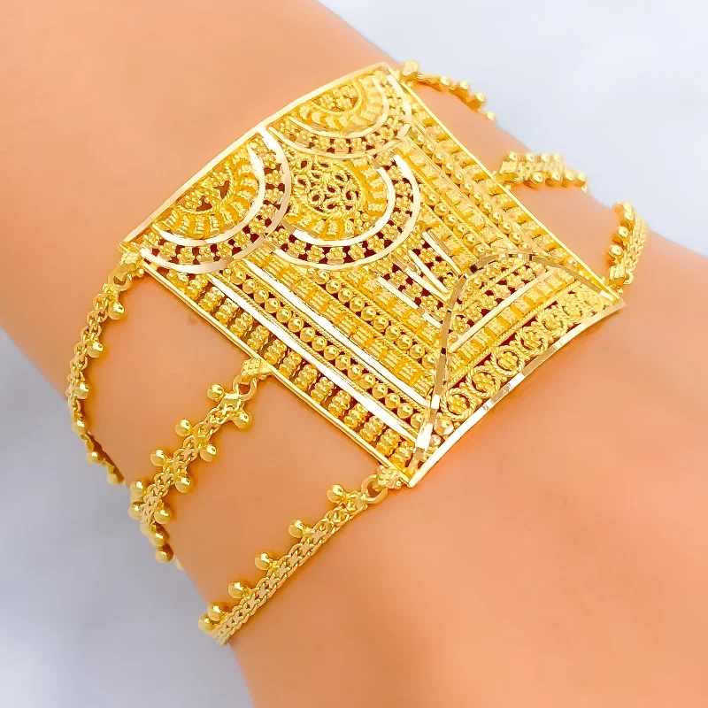 Ladies fancy bangles-Regal Refined 22k Gold Statement Bracelet