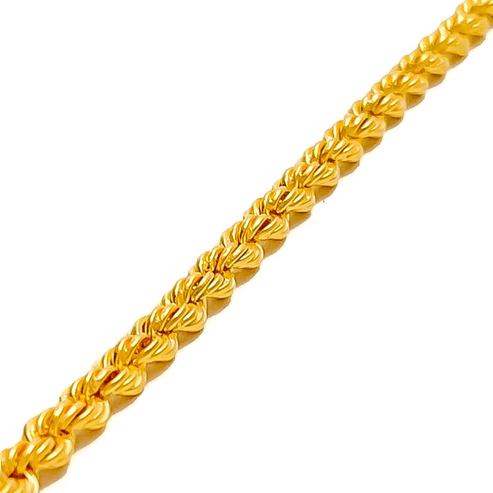 Ladies gold bracelets-Lightweight Evergreen 22k Gold Rope Baby Bracelet