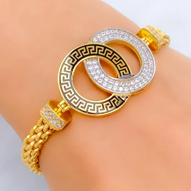 Ladies layered bangles-Fashionable Ethereal 21k Gold CZ Bracelet