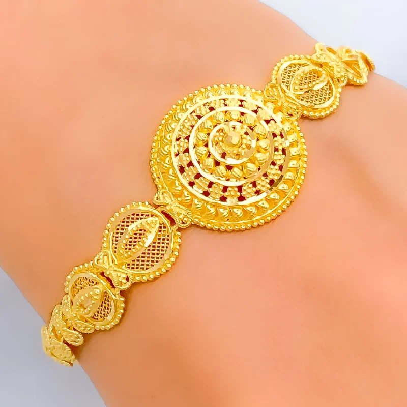 Ladies bangle sets-Opulent Round 22k Gold Bracelet