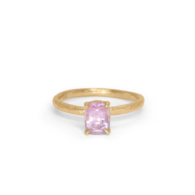 Ladies timeless engagement rings-18K Pacific Engagement Ring with 1.06ct Pink Cushion Cut Sapphire