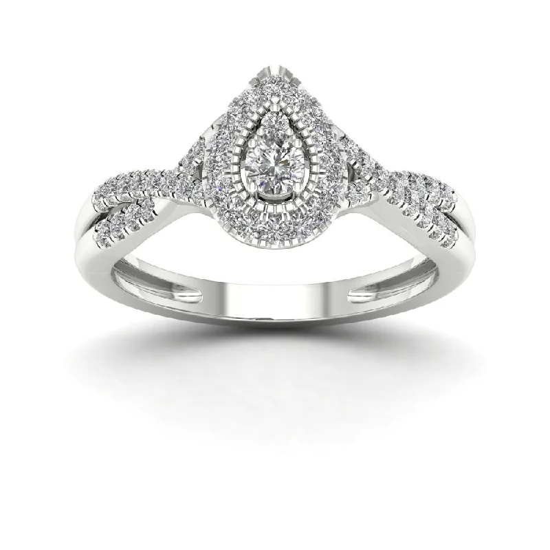 Ladies engagement rings for large hands-De Couer 1/3ct TDW Diamond Halo Engagement Ring - White