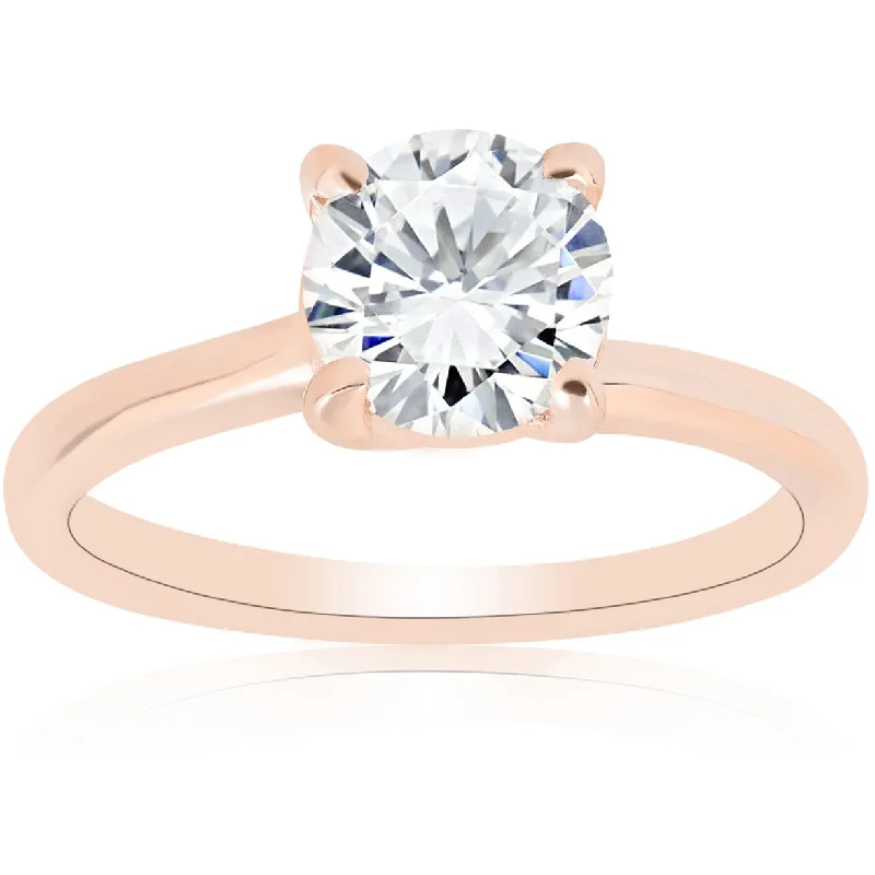 Ladies engagement rings with diamond bands-1ct Diamond Solitaire Engagement Ring 14k Rose Gold