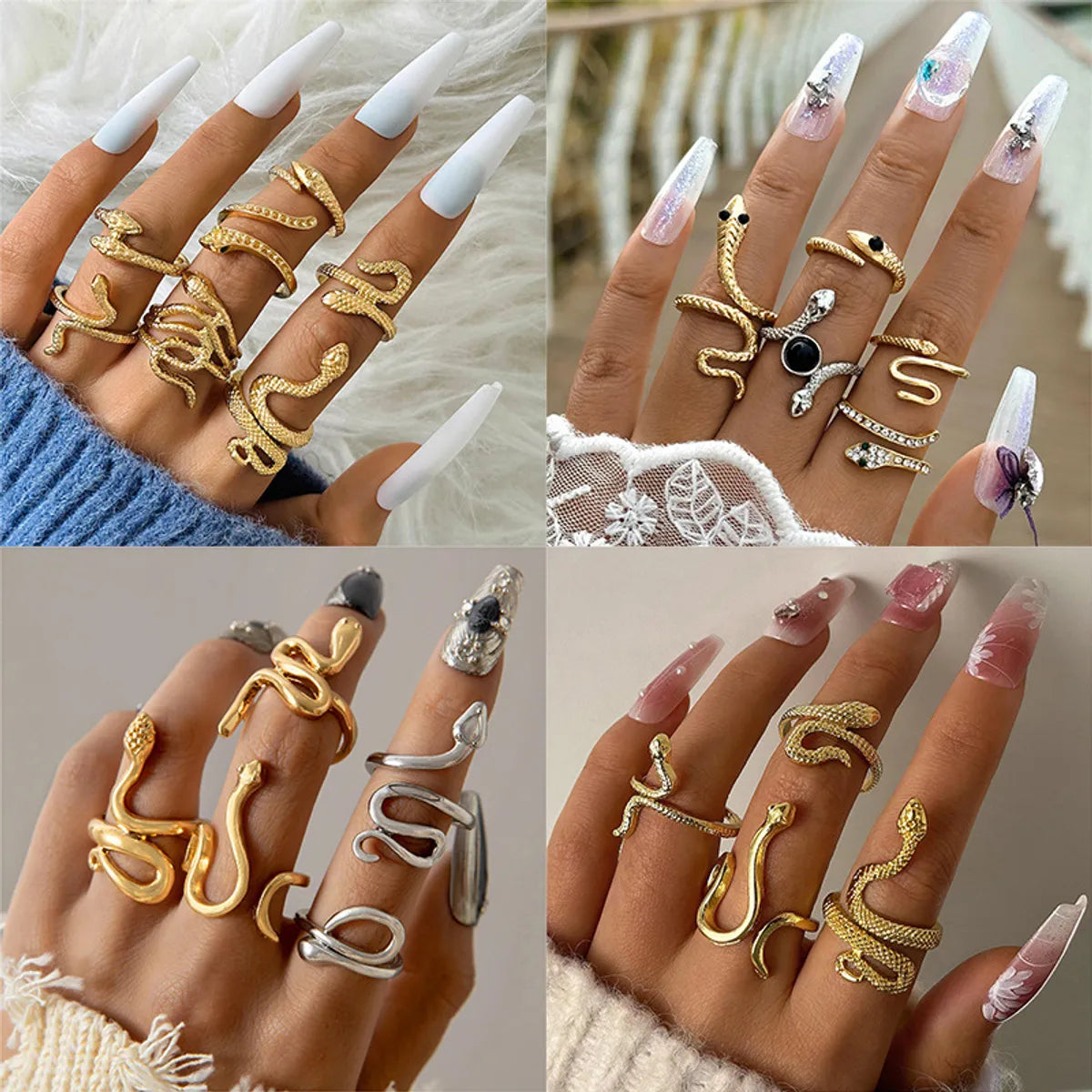 Ladies textured rings-Basic Modern Style Classic Style Snake Alloy Women'S Open Rings Rings