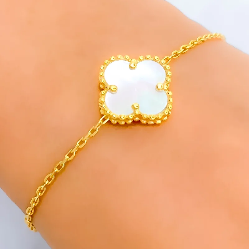 Ladies charm bracelets-Blooming Fashionable 21k Gold Bracelet