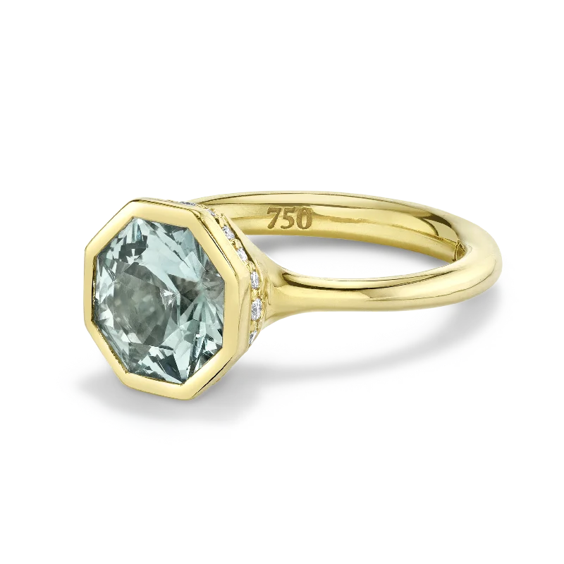 Ladies bold statement rings-Aquamarine & diamond pavé