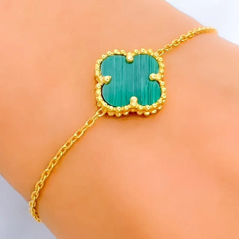 Ladies bangle sets-Imperial Flawless 21k Gold Clover Bracelet