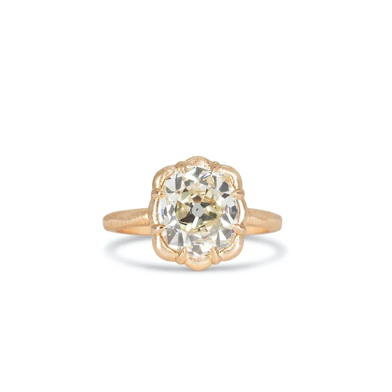 Ladies romantic engagement rings-The Bergen 2.97 Old Mine Cut Diamond Engagement Ring