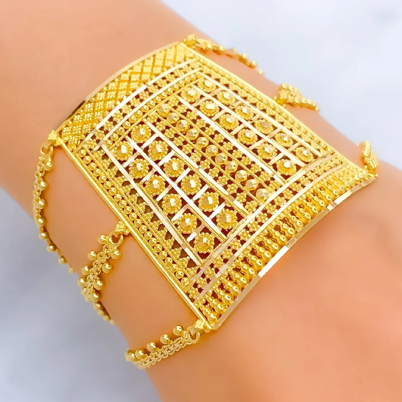 Ladies diamond-encrusted bracelets-Bespoke Signature 22k Gold Statement Bracelet