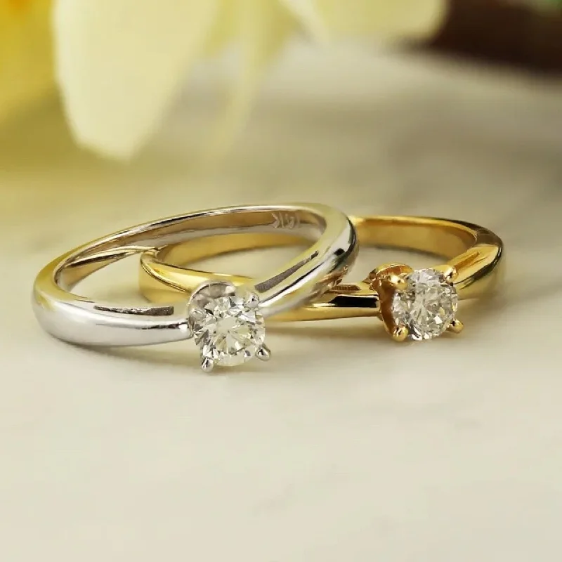 Ladies halo engagement rings-Auriya 14k Gold 1/3ctw Round Solitaire Diamond Engagement Ring