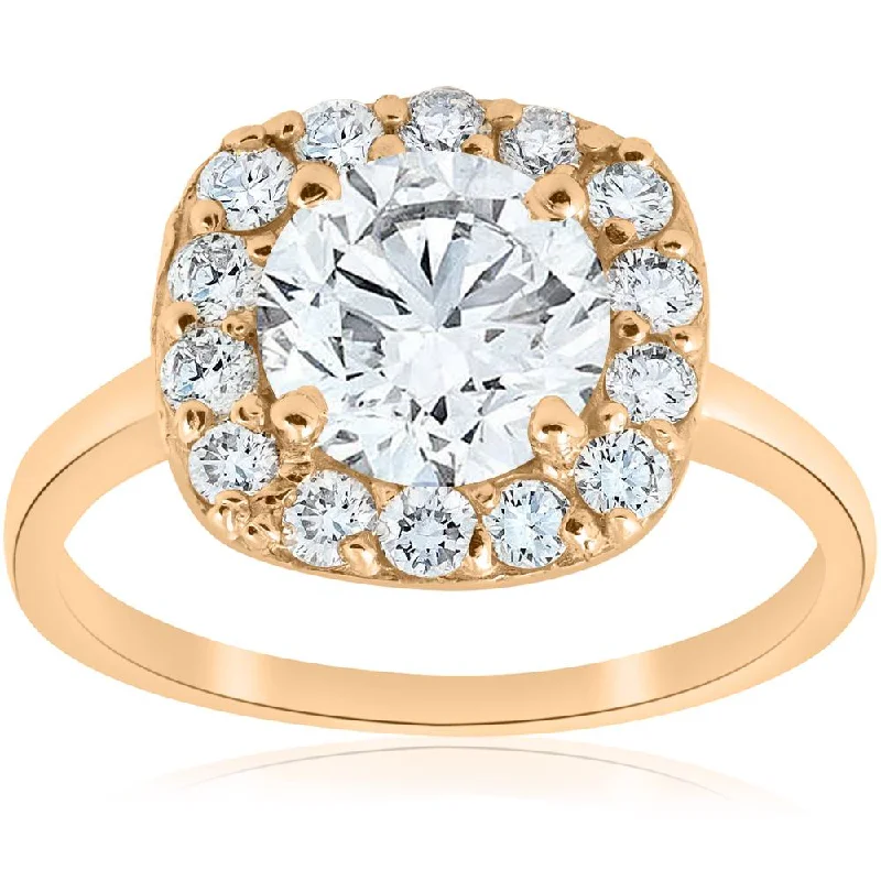 Ladies gold engagement rings-2cttw Diamond Cushion Halo Engagement Ring 14k Yellow Gold